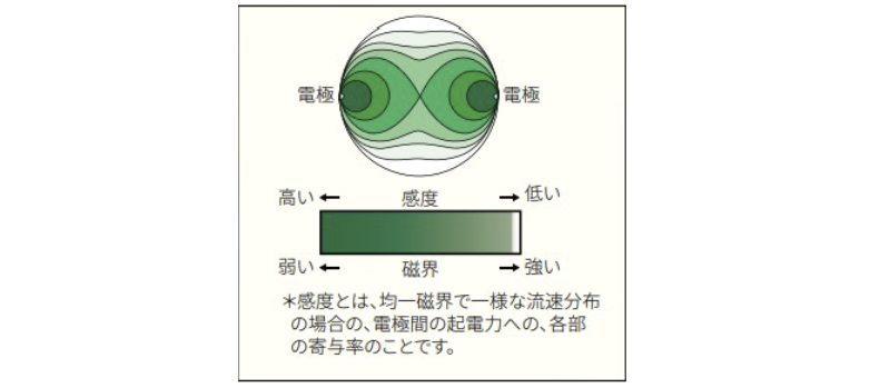 関数磁界分布により偏流の影響が少ない　画像